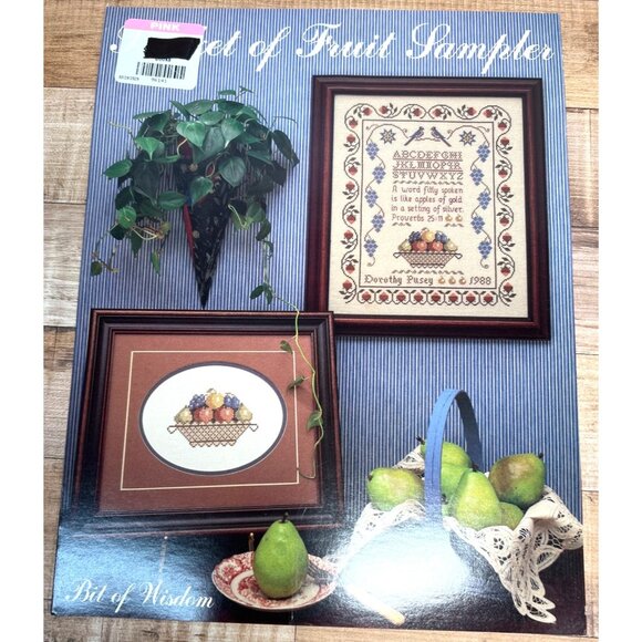 Basket Of Fruit Cross-Stitch Sampler Patterns By Bit Of Wisdom Includes Chart & - Picture 1 of 3